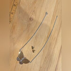 Avon Gold and Silver Butterfly Necklace Set
